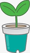 绿色卡通花盆植物