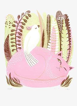 森林小鸟和猫咪