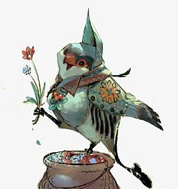 献花的小鸟