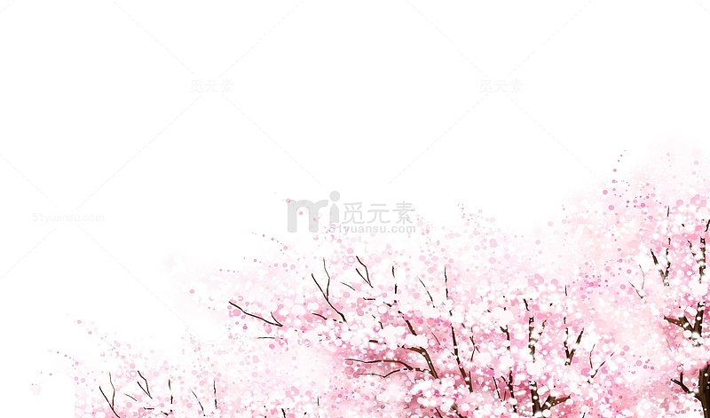 水彩樱花树装饰图案