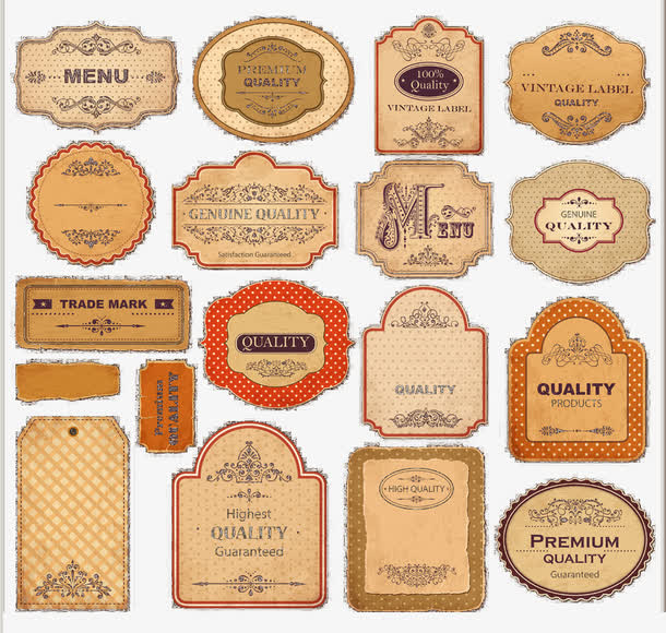 年代感复古标签免抠素材免费下载_觅元素51yuansu.com