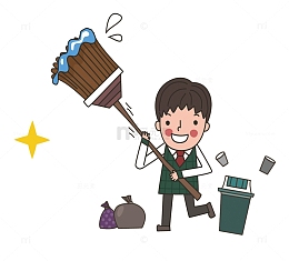 打扫卫生的少年