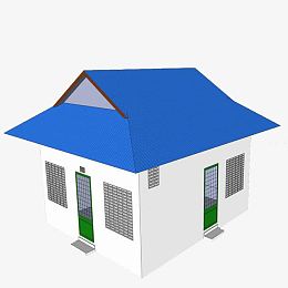 简约蓝色屋顶公厕