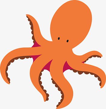 png9款卡通海洋生物矢量素材png创意卡通章鱼头戴圣诞帽png章鱼图片