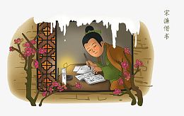 传统美德典故插画-宋濂借书
