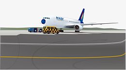 卡通彩色矢量机场跑道客机起飞