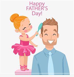 给爸爸梳头发的女孩