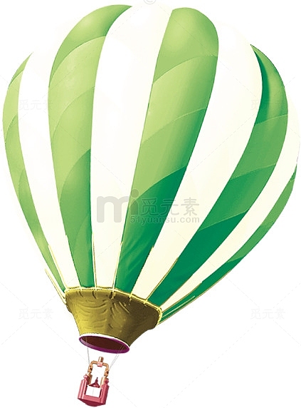 卡通绿白条纹热气球