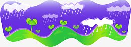 矢量草地雨景元素