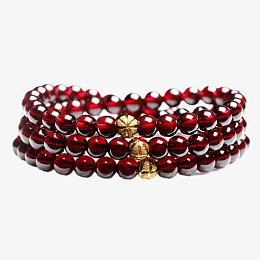 裴迪亚三颗金珠石榴石手链项链