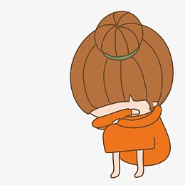 卡通难过小女孩