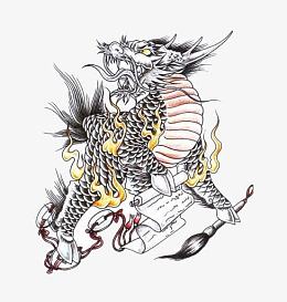 画黑色的神兽麒麟pngpng中国习俗卡通人物pngpng麒麟脸谱pngpng神兽