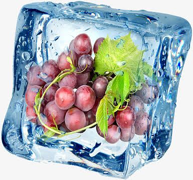夏日冰块海报水果葡萄