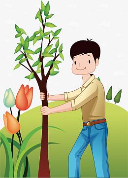 植树节男人卡通海报促销素材