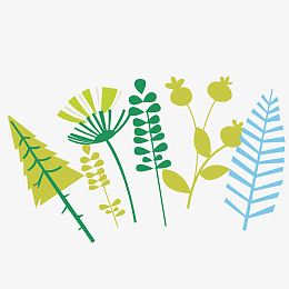 春夏矢量绿色植物元素