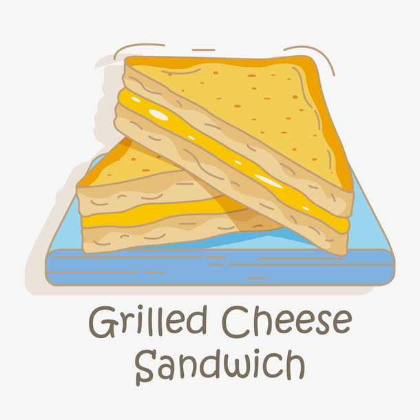 芝士三文治手绘美食插画矢量素材