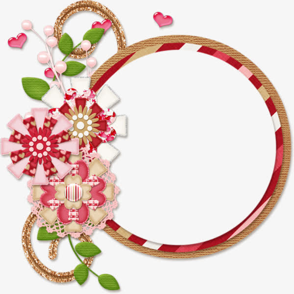 卡通圆形相框装饰花朵