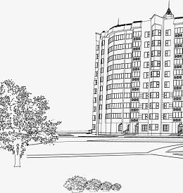 手绘建筑素描线条图