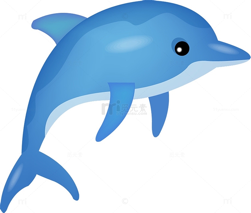 蓝色卡通鲨鱼海底动物夏日