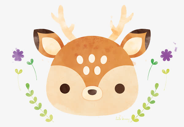 手绘水彩梅花鹿头