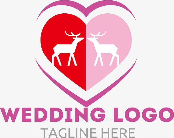 粉红色婚礼标志设计