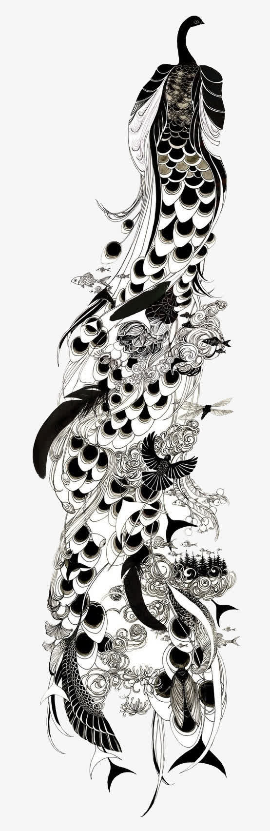 黑白孔雀羽毛战士