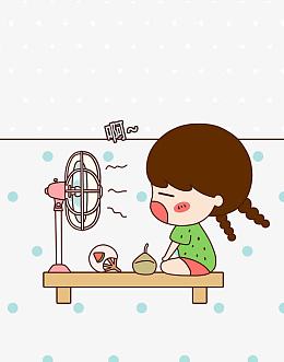 女孩吹风扇