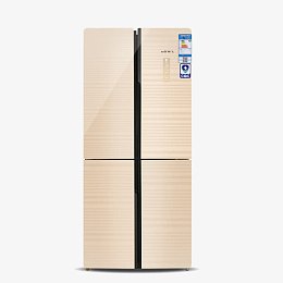 波光纹玻璃金双开门冰箱