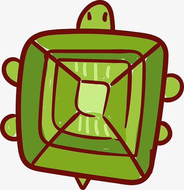 正方形绿宝石卡通乌龟矢量