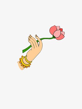 手拿荷花