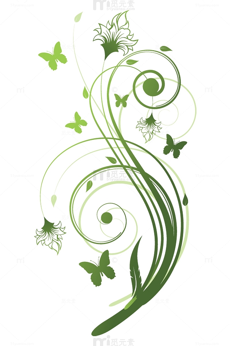 绿色植物花藤纹样矢量素材