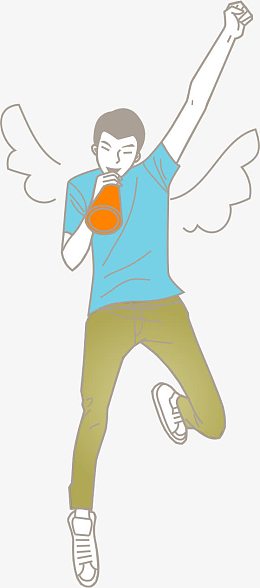 手绘拿喇叭的男士