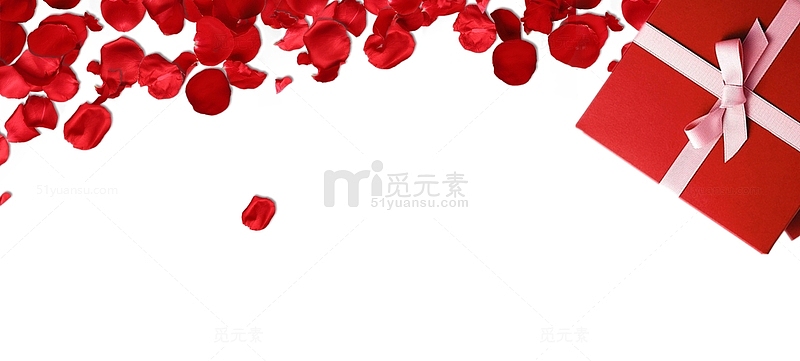 红色玫瑰花瓣礼盒边框纹理