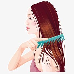 梳头发的女孩矢量