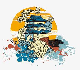 矢量日本建筑旅游