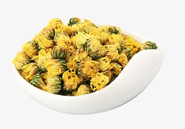 白色瓷碗里的贡菊