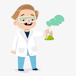 做化学实验的男生人物矢量插画