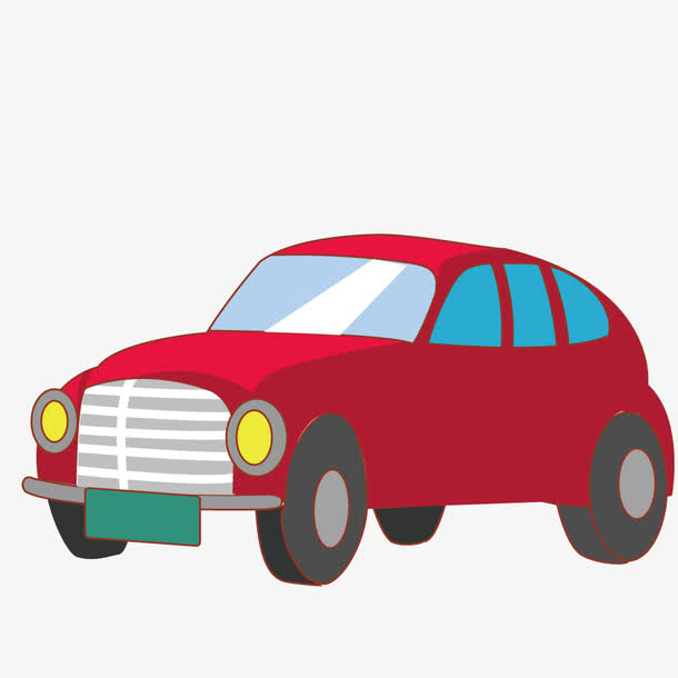 红色卡通轿车