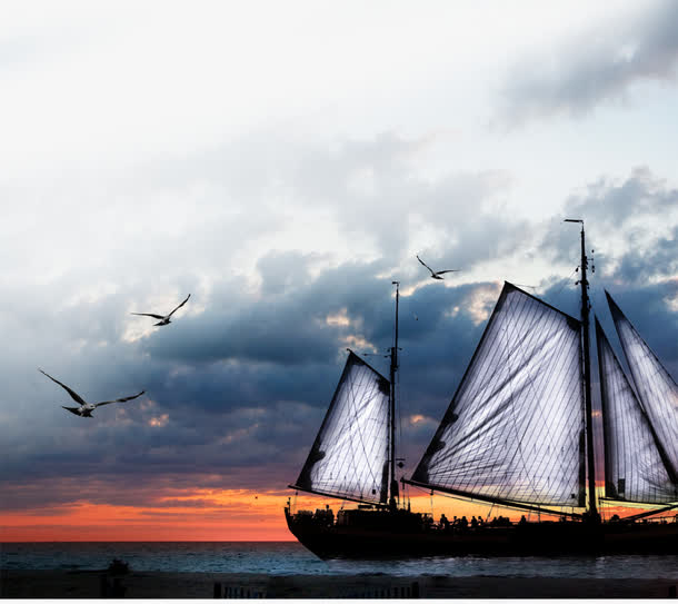 航海帆船背景素材免费下载_觅元素