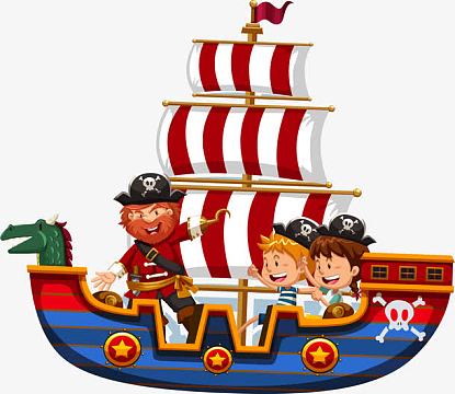 矢量手绘海盗船