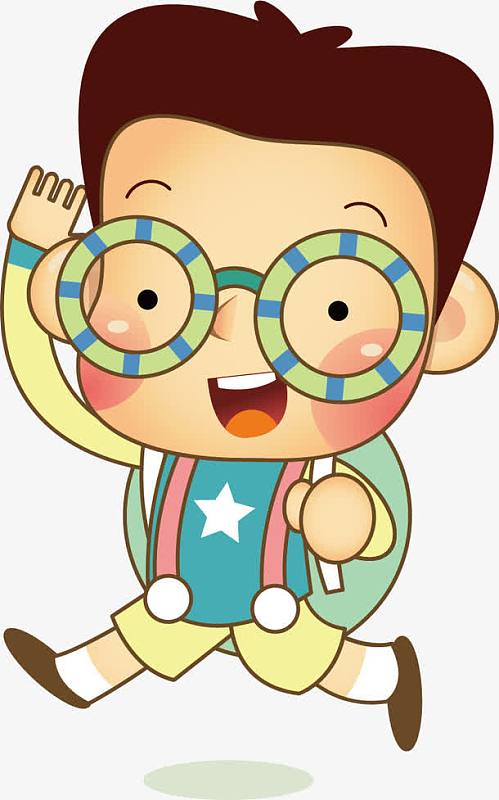 上学的小男孩png彩色书籍苹果手绘卡通返校日设计aipng冲刺高考卡通