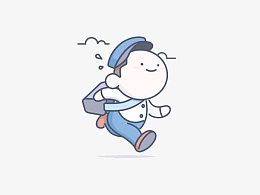 卡通去上学的小朋友