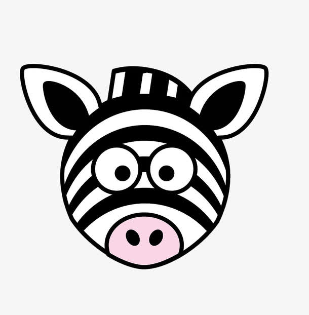 黑色线条动物头像斑马