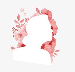 矢量粉色创意玫瑰花女人头