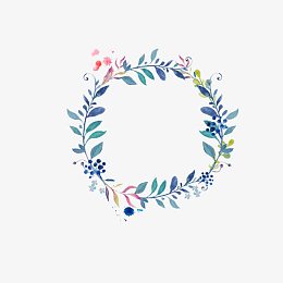 手绘清新花环圆形花框