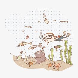 男孩潜水