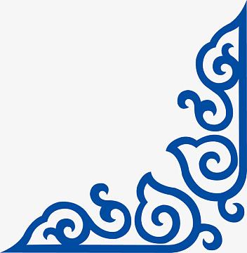 蓝色花纹边角素材(1565x1601)png节日气氛,圣诞装饰