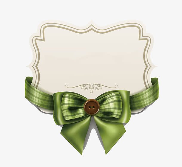 绿色丝带蝴蝶结卡片矢量素材