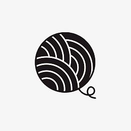 手绘黑白简约毛线团