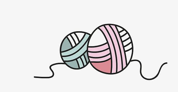 卡通矢量彩色小线球png简约编织的粉色爱心背景素材psdjpg两个毛线球